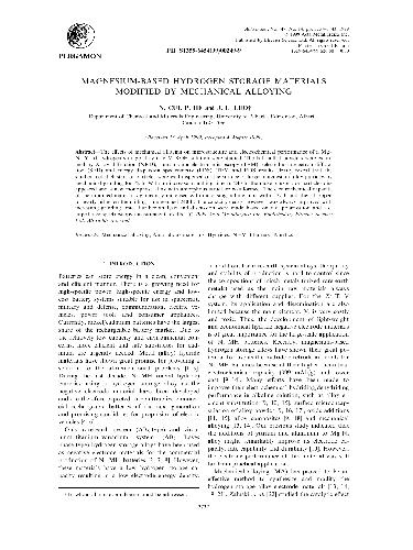 Magnesium - based hydrogen storege materials modified by mechanical alloying