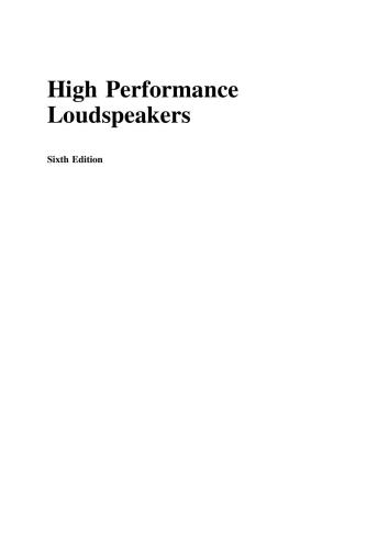 High Performance Loudspeakers