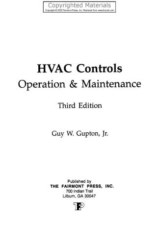 Hvac Controls: Operation & Maintenance