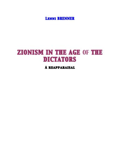 Zionism in the Age of the Dictators