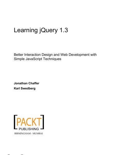 Learning jQuery 1.3