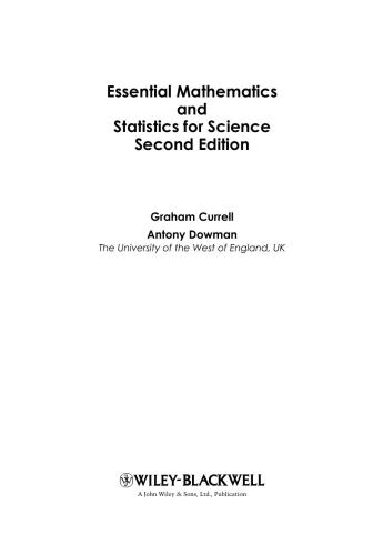 Essential Mathematics and Statistics for Science