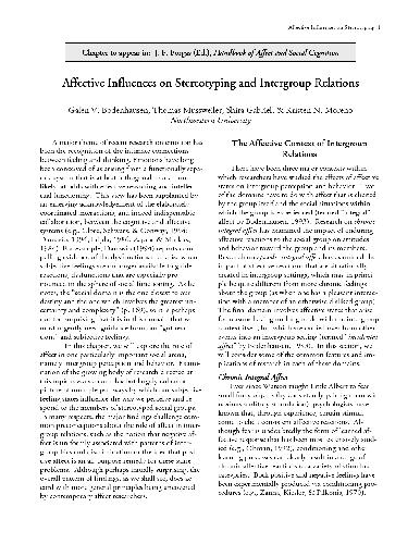 Affective Influences an Stereotyping