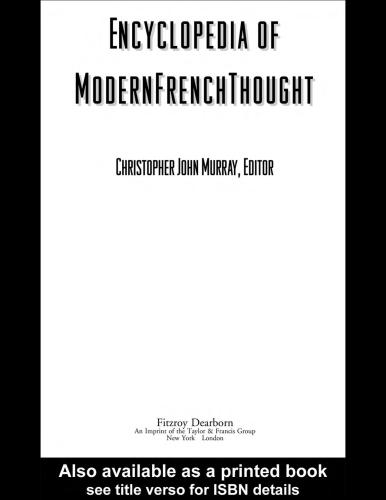 Encyclopedia of Modern French Thought