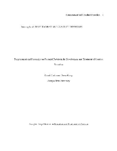 Temperament and Development of Conduct Disorders