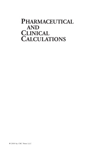 Pharmaceutical and Clinical Calculations, 2nd Edition