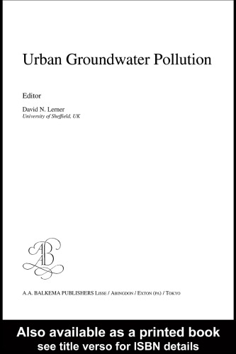 Urban Groundwater Pollution: IAH International Contributions to Hydrogeology 24