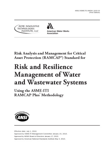 AWWA J100-10 Risk and Resilience Management of Water and Wastewater Systems