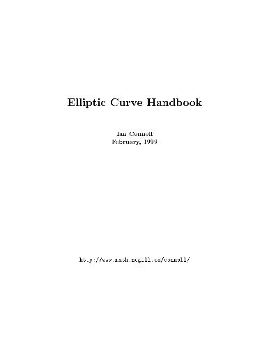 Elliptic curve handbook