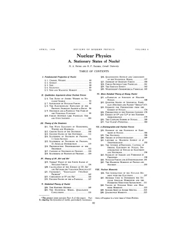 Nuclear Physics A. Stationary States of Nuclei