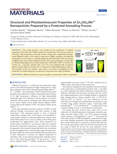 Structural and Photoluminescent Properties of Zn2SiO4:Mn2+ Nanoparticles Prepared by a Protected Annealing Process