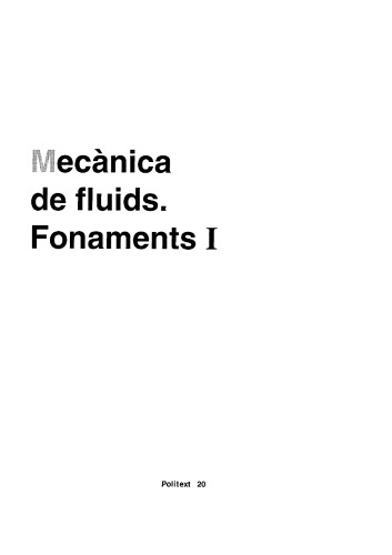 Mecànica de fluids. Fonaments I