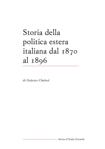 Storia della politica estera italiana dal 1870 al 1896