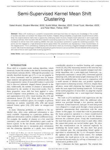 [Article] Semi-Supervised Kernel Mean Shift Clustering