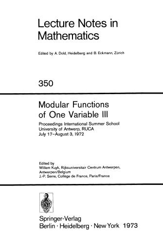 Modular functions of one variable III