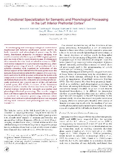 Functional Specialisation of the Left Inferior Prefrontal Cortex