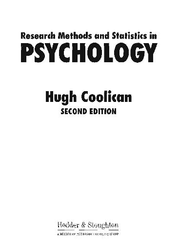 Introduction To Research Methods and Statistics in Psychology