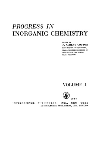 Progress in Inorganic Chemistry, Vol. 1