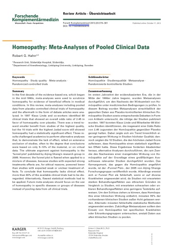 Homeopathy: meta-analysis of pooled clinical data