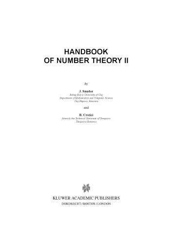 Handbook of number theory II