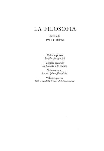 La Filosofia. Le filosofie speciali-