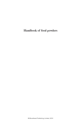 Handbook of Food Powders. Processes and Properties