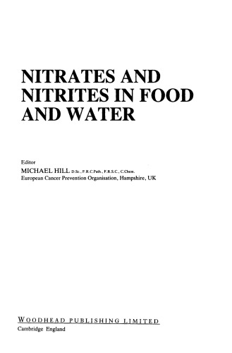 Nitrates and Nitrites in Food and Water