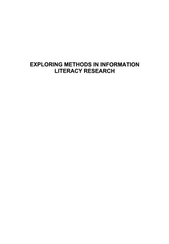 Exploring Methods in Information Literacy Research