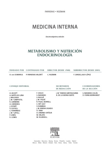 Farreras-Rozman. Medicina Interna. Metabolismo y Nutrición. Endocrinología