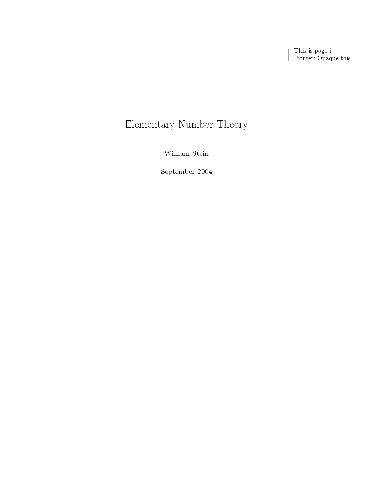 Elementary number theory and elliptic curves (web draft, Sept. 2004)