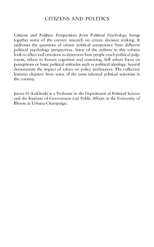 Citizens and Politics: Perspectives from Political Psychology