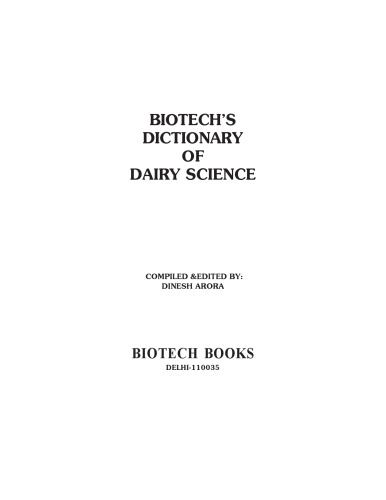 Biotech's dictionary of dairy science