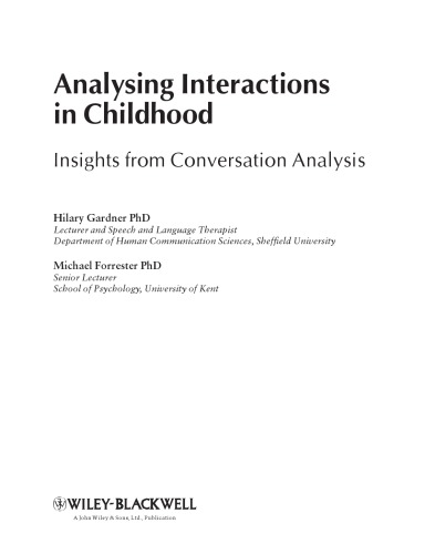 Analysing Interactions in Childhood: Insights from Conversation Analysis