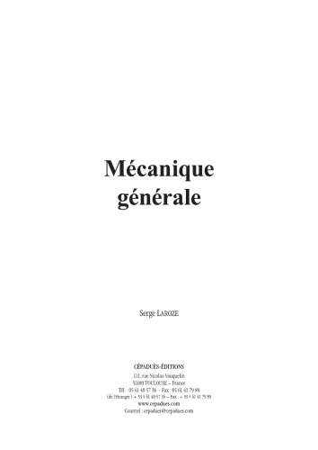 Mécanique générale