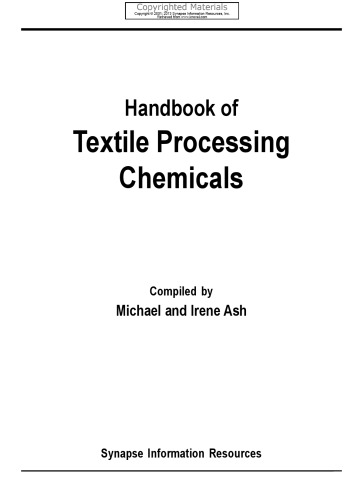 Handbook of textile processing chemicals