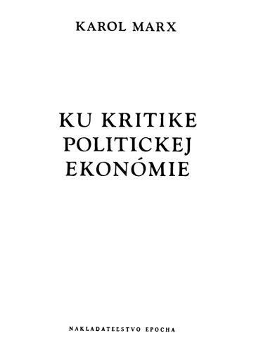 Ku kritike politickej ekonómie