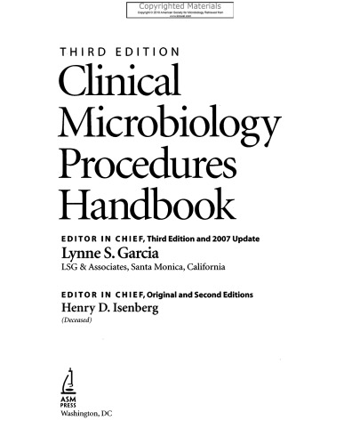 Clinical Microbiology Procedures Handbook, Volumes 1-3