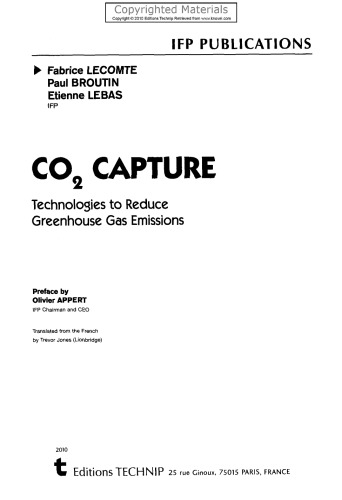 CO<sub>2</sub> Capture - Technologies to Reduce Greenhouse Gas Emissions