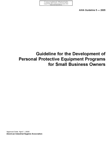 Guideline for the Development of Personal Protective Equipment Programs for Small Business Owners