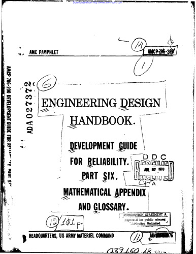 Engineering Design Handbook - Development Guide for Reliability, Part Six - Mathematical Appendix and Glossary