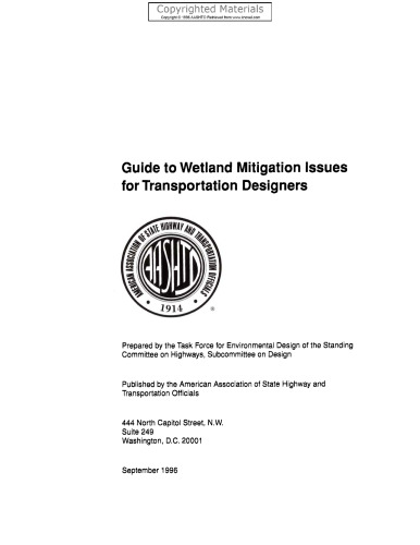 Guide to Wetland Mitigation Issues for Transportation Designers