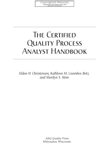 Certified Quality Process Analyst Handbook