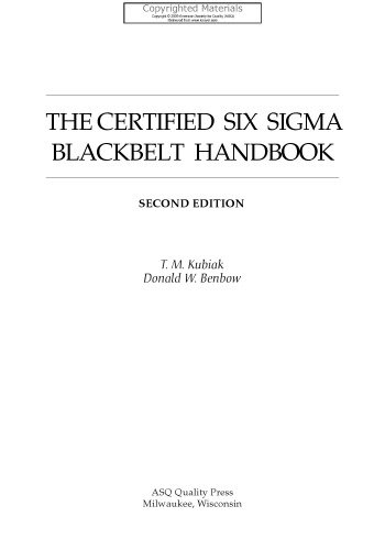 Certified Six Sigma Black Belt Handbook