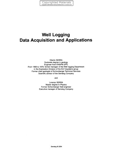 Well Logging - Data Acquisition and Applications