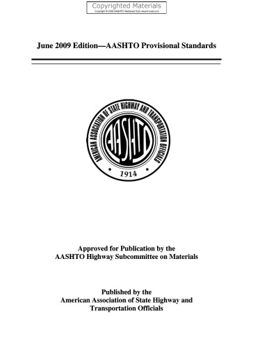 AASHTO Provisional Standards, 2009 Edition