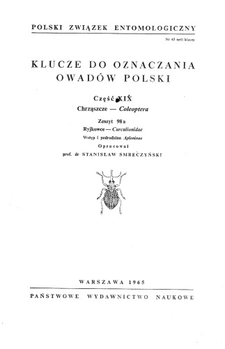 Część XIX - Coleoptera (zaplanowano 100 zeszytów) 98a