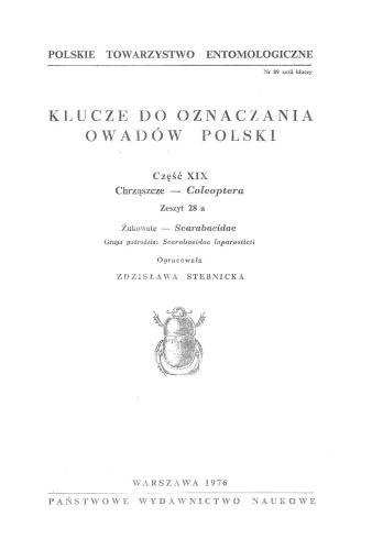 Część XIX - Coleoptera (zaplanowano 100 zeszytów) 28a