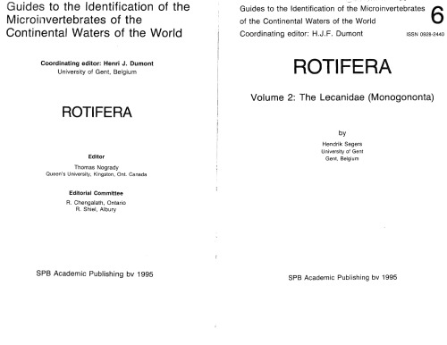 Rotifera. Vol.2, The lecanidao (monogononta)