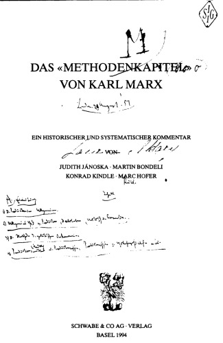 Das «Methodenkapitel» von Karl Marx. Ein historischer und systematischer Kommentar