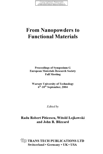 From Nanopowders to Functional Materials